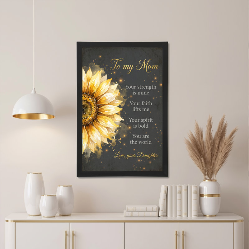 Tableau mural en toile tendue avec motif floral de tournesol, citation inspirante pour maman, cadeau de fille pour la maison (1 pièce)