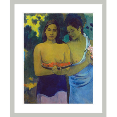 «Two Tahitian Women» par Paul Gauguin - Estampe numérique encadrée