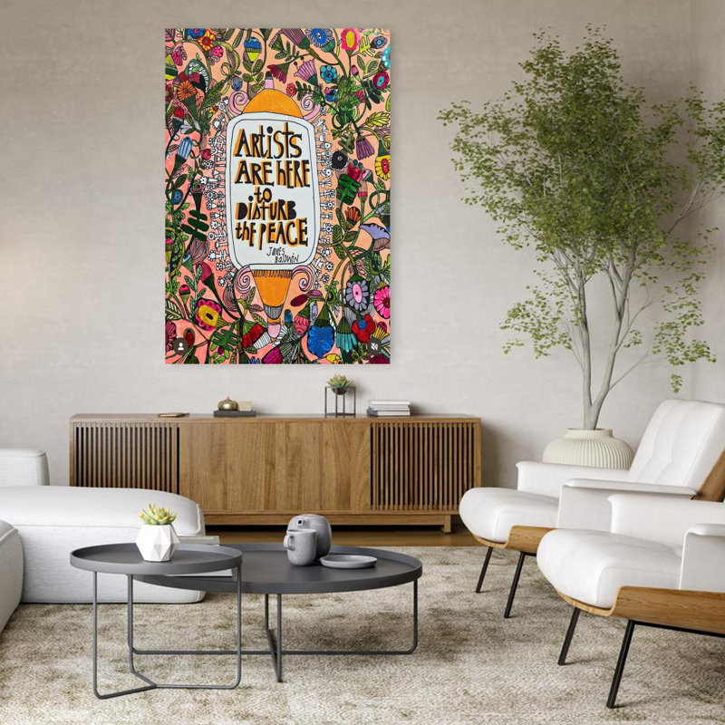 Disturbthepeace Colourful Contemporary Flower Wall Art, 48" H x 32" W