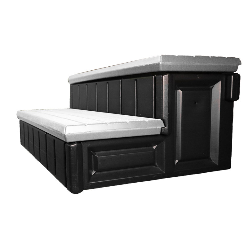 Gray and Black Resin Spa Storage Step with 300lb Capacity