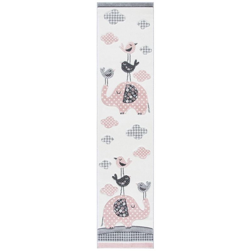 Glantz Geometric Pink/Ivory Area Rug, Runner 2' x 8'