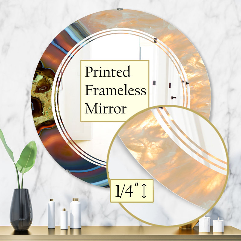 Triple C Abstract Mineral Texture Modern & Contemporary Frameless Wall Mirror, 31.5" x 31.5" 