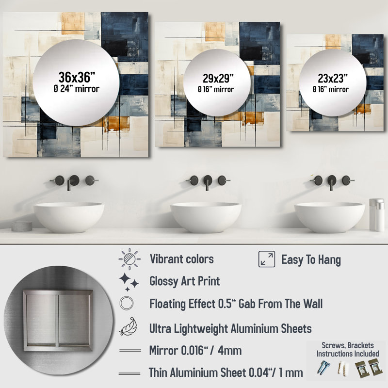 Hadlyn Illusions Abstract Shapes I - Décoration murale carrée à formes abstraites pour chambre à coucher, 29 po x 29 po