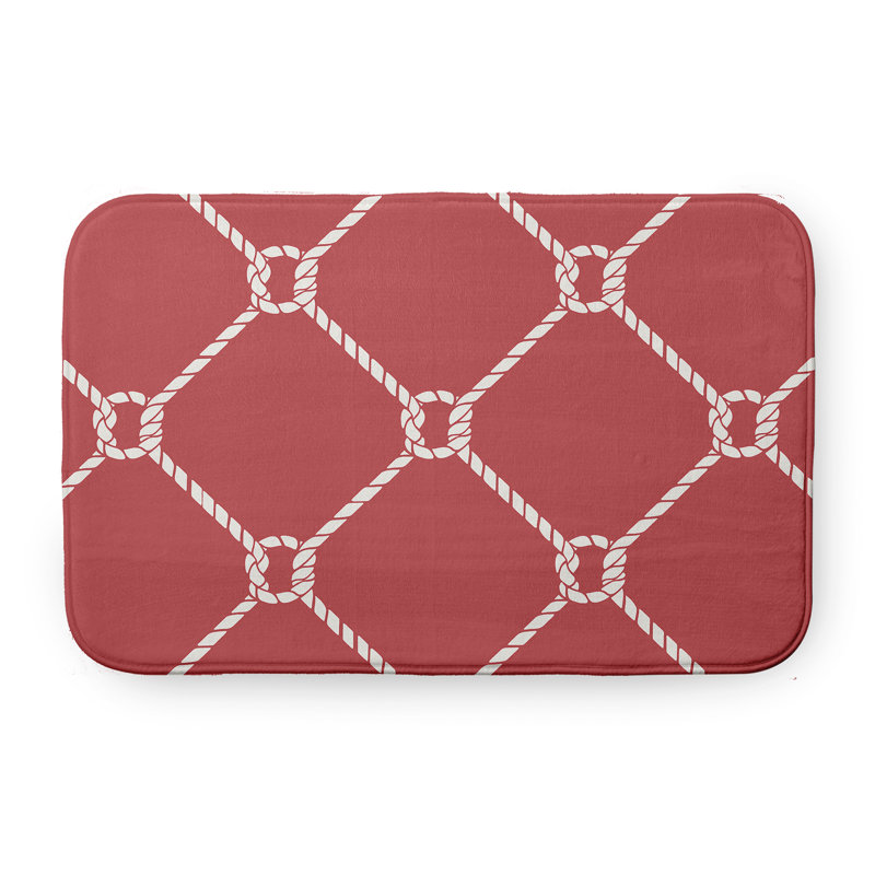 Tapis de bain Nautical Nights, L 21 po x L 34 po, Rouge