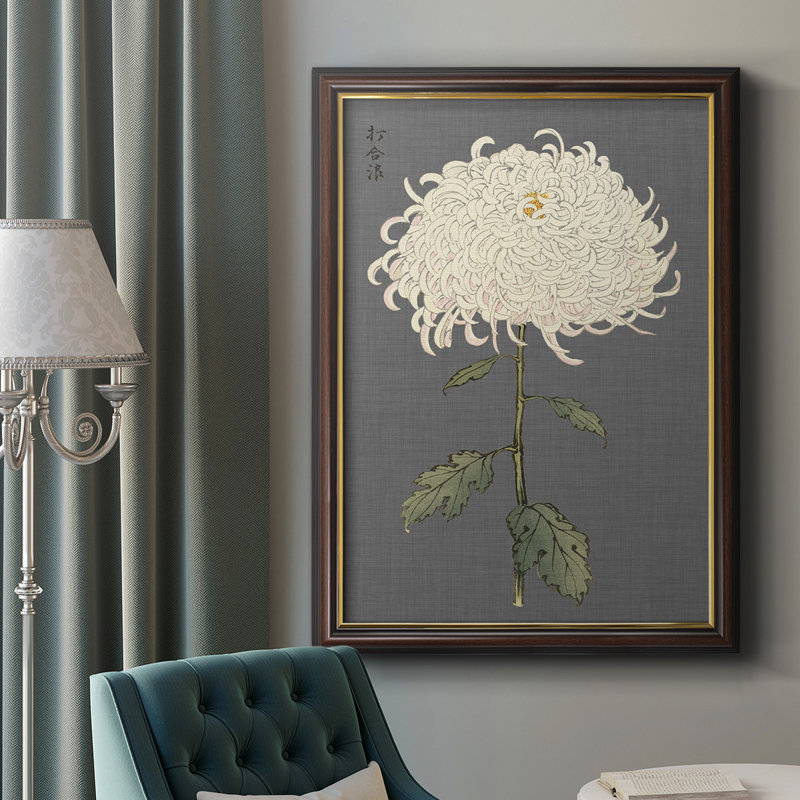 «Dramatic Ivory Mums II», toile encadrée de qualité supérieure - prête à être accrochée, H 20 po x l 16 po x P 1 po