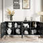 Buffet de style victorien d'inspiration 63 po, 5 pieds de support, 4 tablettes et armoire élégante contemporaine à finition bicolore pour la salle à manger, rangement réglable en nid d'abeille moderne-279806541-279806542