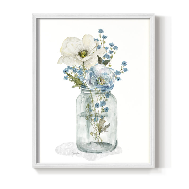Mason Jar Blues I, reproduction encadrée - bois massif, H 21 po x l 17 po, Blanc