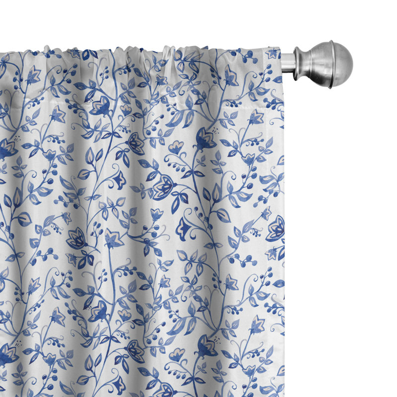 Felsenthal Watercolor Floral Semi-Sheer Rod Pocket Curtain Panels, 28" x 63"