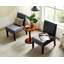 Ensemble de 2 chaises d'appoint en tissu avec table ronde en bois-1411992425