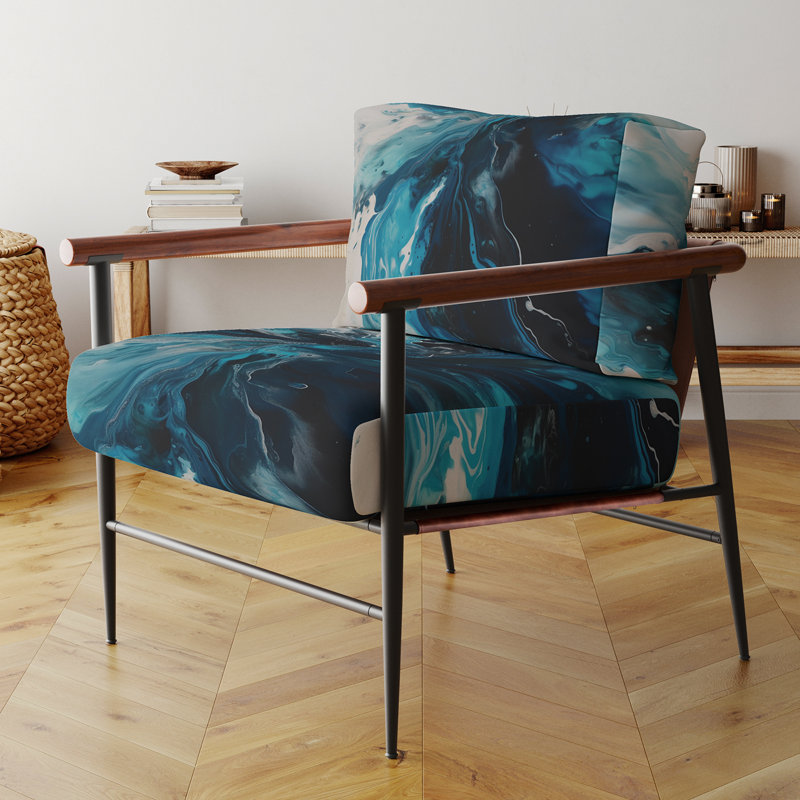 Fauteuil d'appoint rembourré abstrait bleu sarcelle et noir Whimsy II, Noir