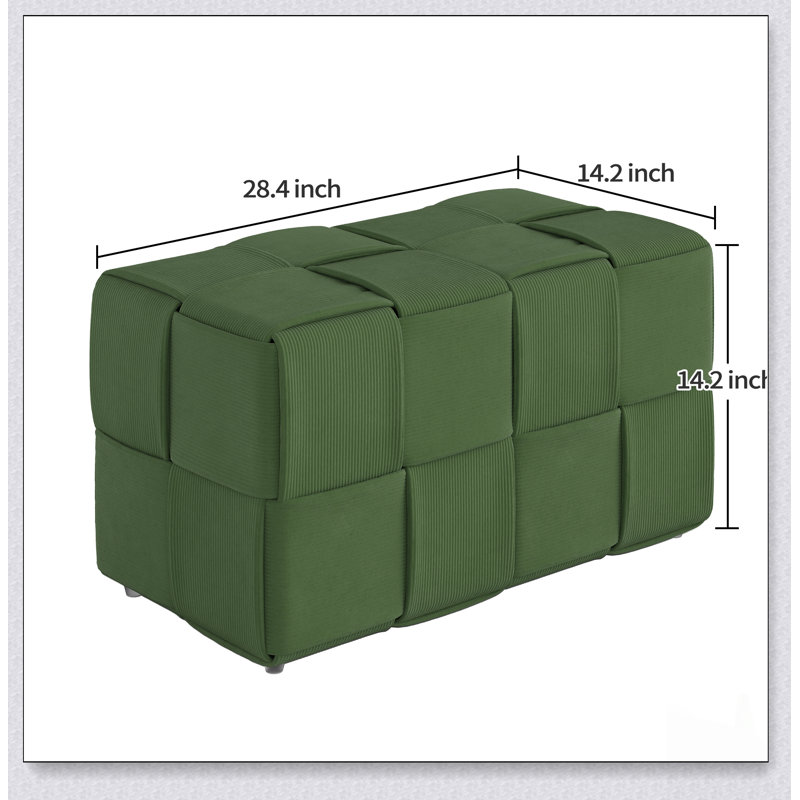 Soft And Comfortable Square Corduroy Ottoman Foot Rest With High Resilience Foam For Ultimate Relaxation, Green