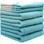 Serviettes de cuisine de qualité supérieure (20 po x 28 po, paquet de 6) - Essuie-mains en coton de grande taille - Serviette plate et éponge - Ensemble de torchons très absorbants avec boucle de suspension (rayures larges)-973373324