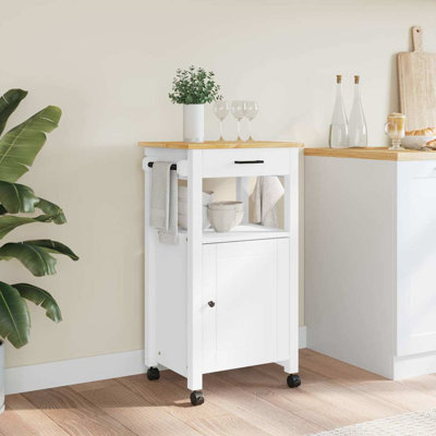 Atifah Rolling Kitchen Cart with Solid Wood Top by Millwood Pines