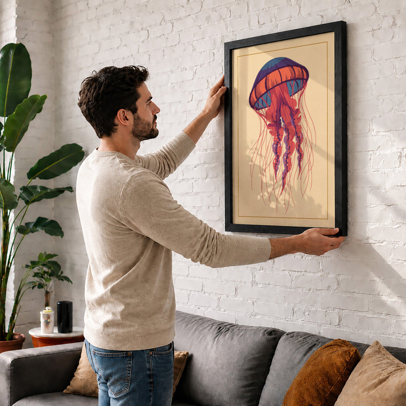 Ethereal Jellyfish Coastal - Print, Black, A3 - 42.0 x 29.7 cm
