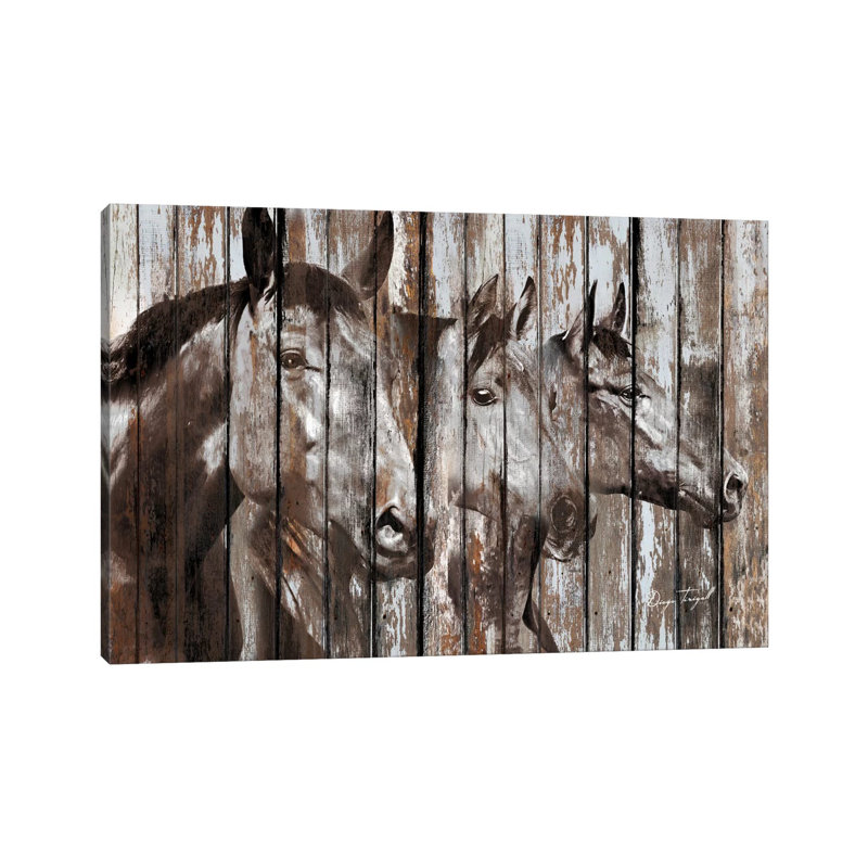Three Horses by Diego Tirigall - Wrapped Canvas Gallery-Wrapped Canvas Giclée, 20.5cm H x 31cm W