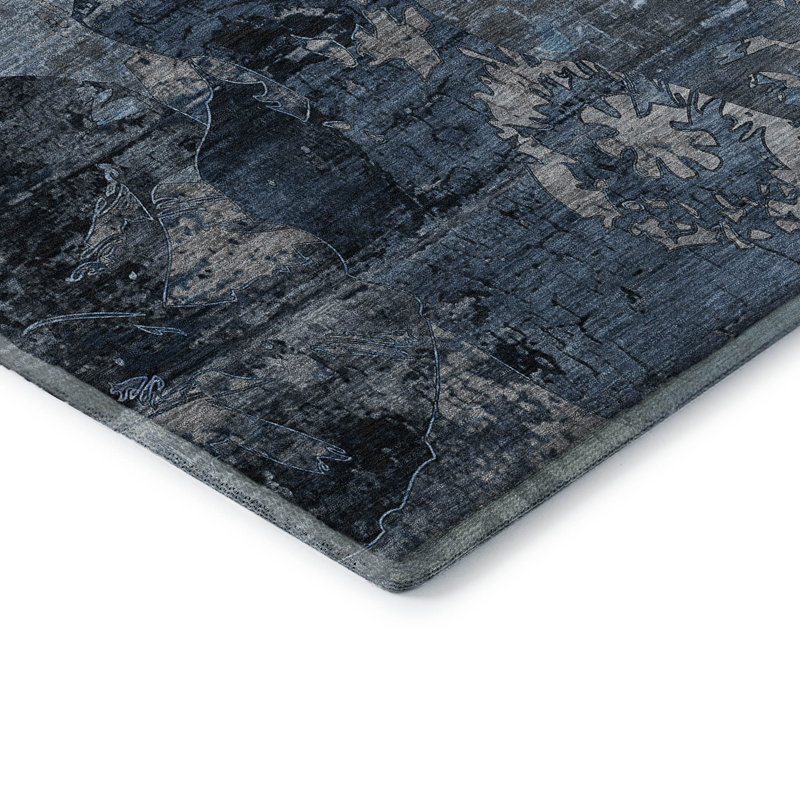 Premium Machine Washable Cerrito AMF555 Denim Rug, Rectangle 10' x 14'
