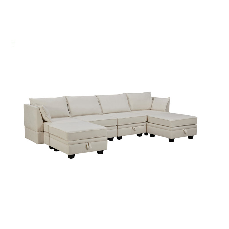 Grand canapé modulaire moderne en forme de U, canapé-lit convertible avec méridienne réversible pour le salon, siège de rangement