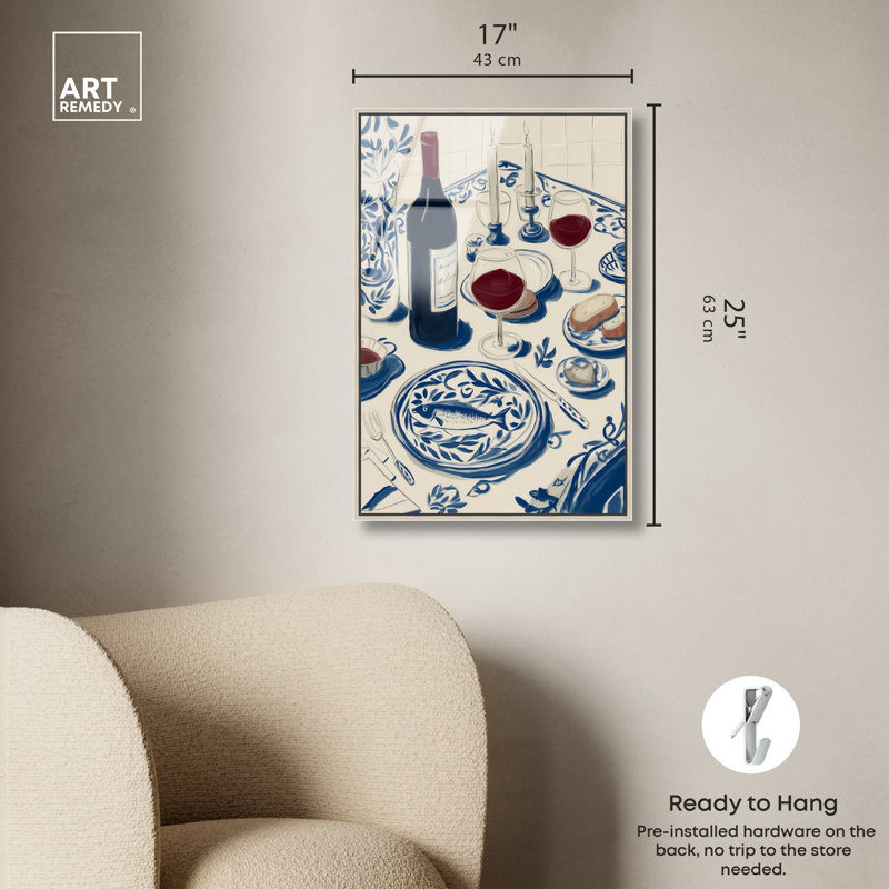 Décoration murale encadrée «Dinner II» par Art Remedy, cadre argenté, 16 x 24, H 25 po x l 17 po, Cadre argenté