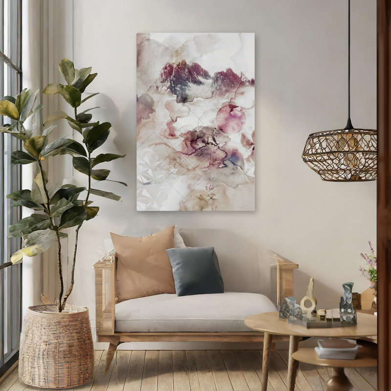 Mountain Dreams In Watercolor Mist III - Art abstrait aquarelle paysage, H 48 po x l 32 po