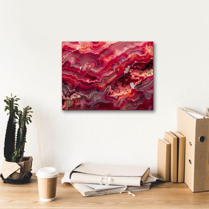 «Red Mineral Mosaic» par Svetlana Aleynikova, art mural sur toile, H 12 po x l 16 po