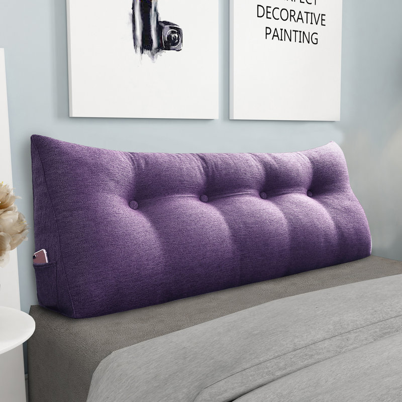 180cm Curved Headboard Pillow, 50cm H x 140cm W, Grey Lilac