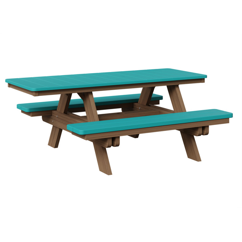 Ada Outdoor - Piece Conversation Set, Aruba Blue Top/Antique Mahogany Base