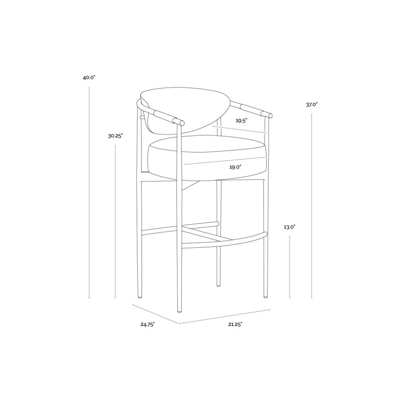 HELOISE Upholstered Stool with Metal Frame, Bar Stool (30.25" Seat Height)