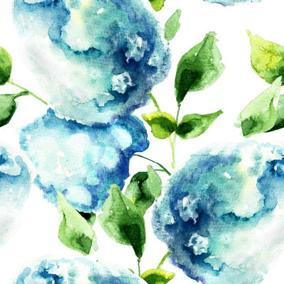Seamless Pattern With Hydrangea - Wrapped Canvas Painting