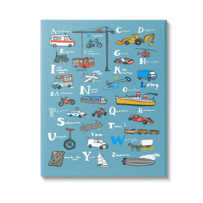 Various Vehicles Alphabet Canvas Wall Art Design By Hanna Melin