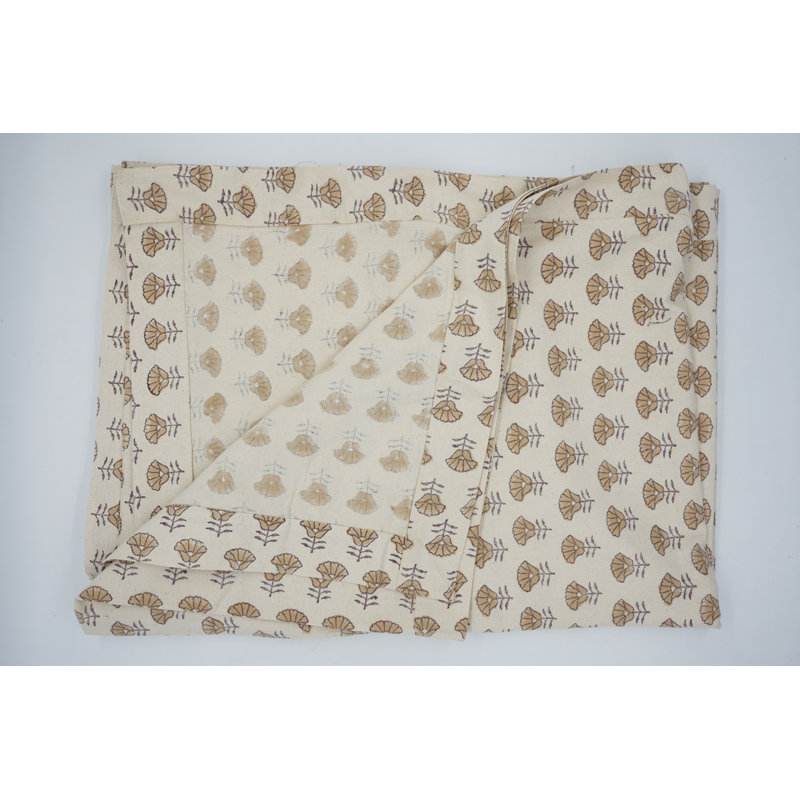Fabdivine 18X18 Inch Block Print Handmade Decorative Napkin for Celebrations, Kohinoor, Beige