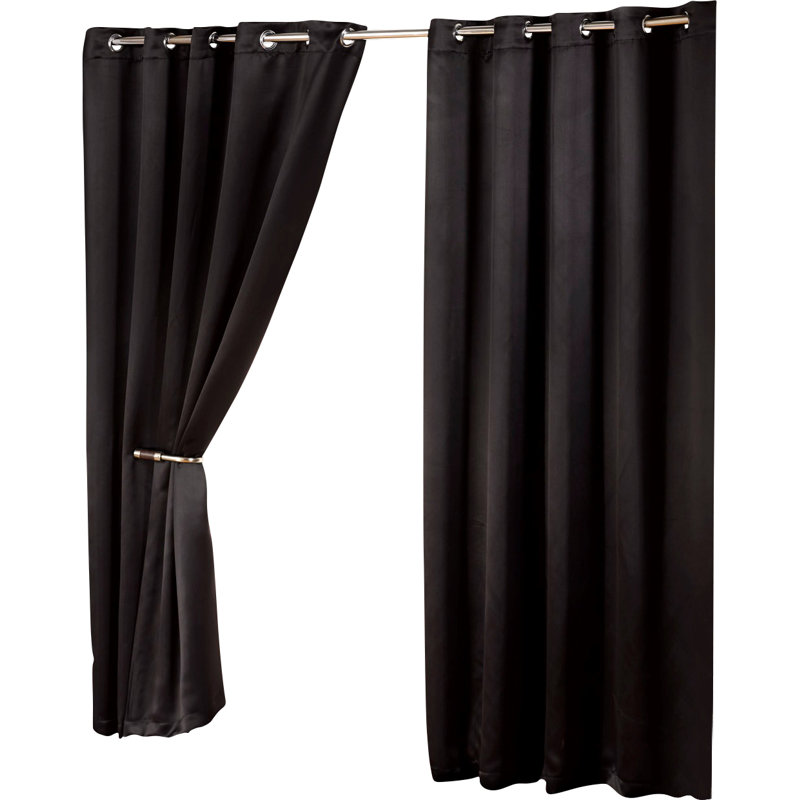 Lloyd Harbor Blackout Curtain Pair, Black, 117 W x 183 D cm