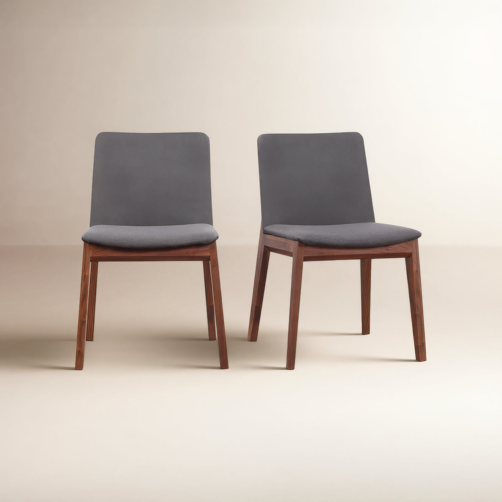 Anrey Solid Wood Upholstered Dining Chair, Gray, Brown