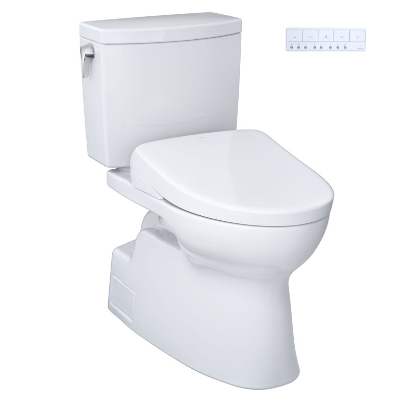 Vespin® II 1 GPF Elongated Floor Mounted Two-Piece Toilet (S7A Bidet Seat Included) with Auto Flush