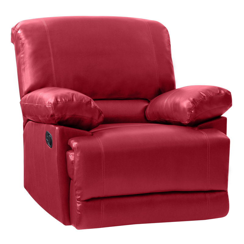 Fauteuil inclinable manuel en faux cuir Condron, Simili cuir rouge