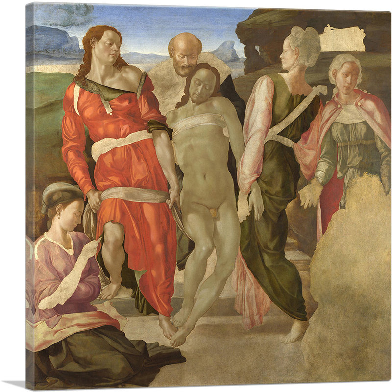 «The Entombment 1501» par Michelangelo, reproduction d'art sur toile tendue, H 36 po x l 36 po x P 0,75 po