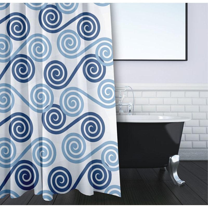 Sequence Geometric Shower Curtain, Blue