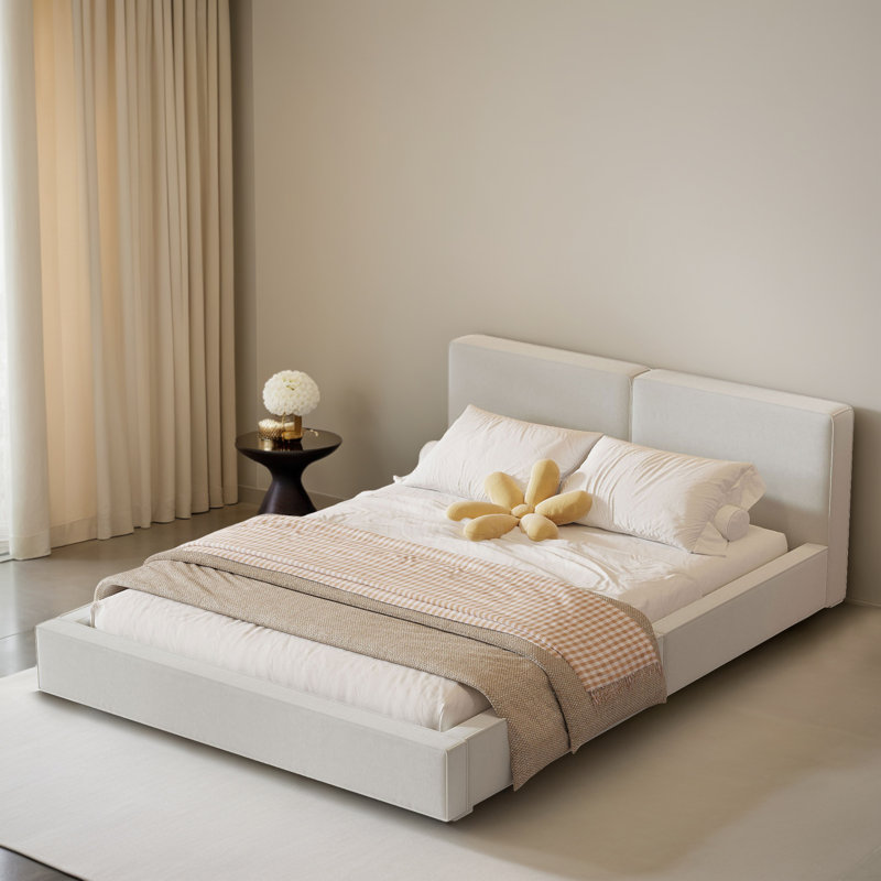Base de lit tapissier grand format, Beige