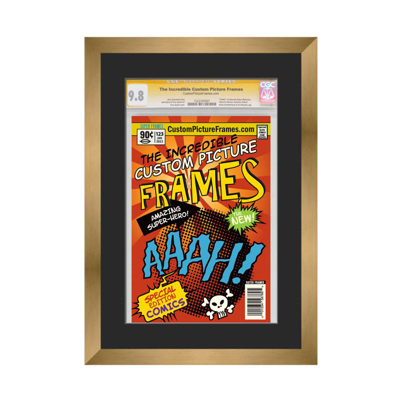 Wood Picture Frame with Mat, Gold/Black, 7.25" x 10.5"