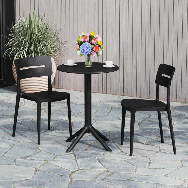 Ensemble repas extérieur 2 personnes, Noir