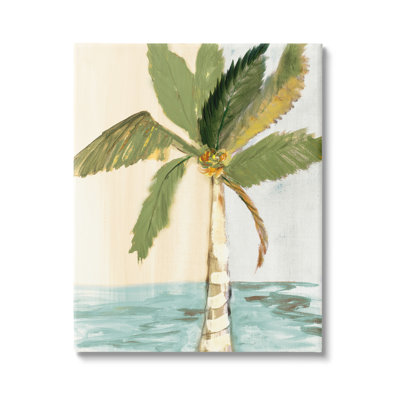 Palmier vert avec des feuilles de noix de coco et bord de mer par Robin Maria - Peinture
