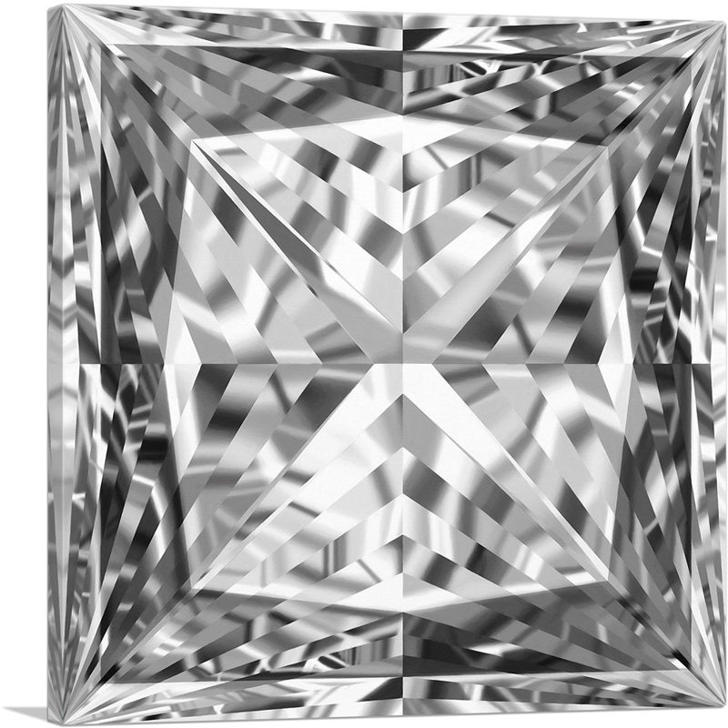 «White Grey Princess Diamond Jewel», reproduction d'art graphique sur toile tendue, H 26 po x l 26 po x P 0,75 po
