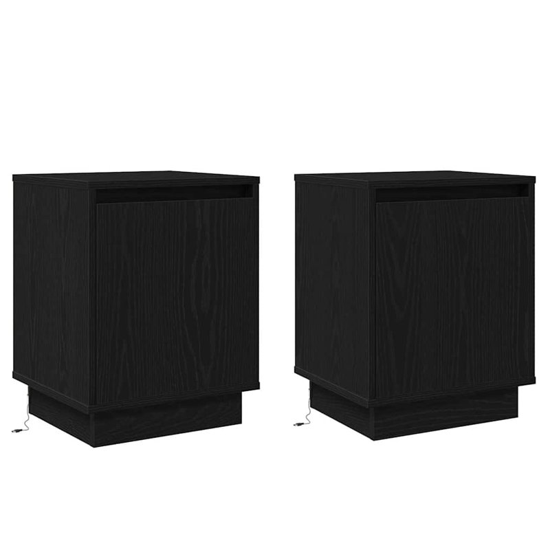 Bedside Cabinet With 2 Pcs 39 X 34.5 X 50 Cm, Black
