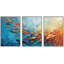 «Vibrant Orange Blue A School of Fish Nautical Ocean Modern Art Beachy Decor Chic Living Room» 3 pièces-100781374-100781372