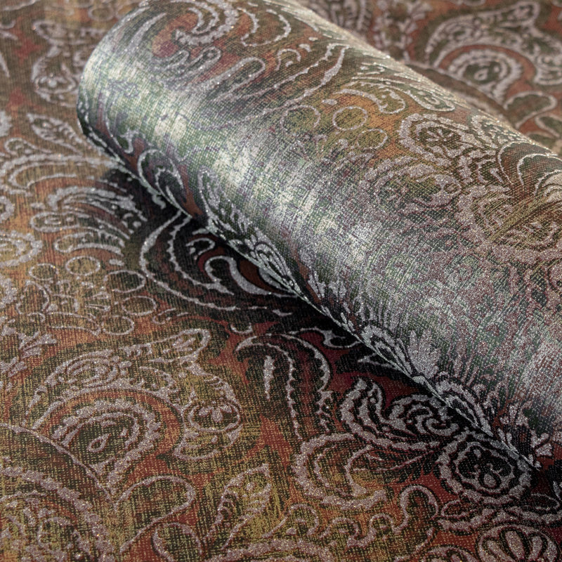 Adonea Aphrodite Glass Beads 3D Embossed 33' L x 21" W Wallpaper Roll, Ruby Red
