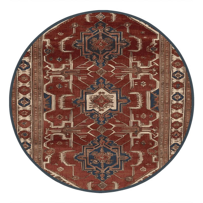 Machine Washable Persian Brown Area Rug, Round 8'