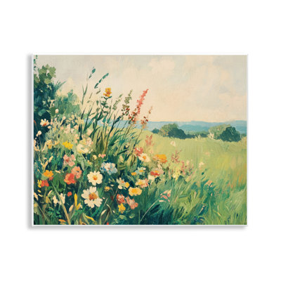 Plaque murale rétro "Wildflowers in Field", design par Petal Prints Design