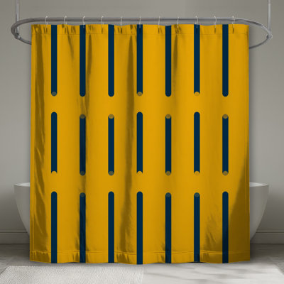 Rideaux de douche à lignes verticales jaunes et bleues très longs