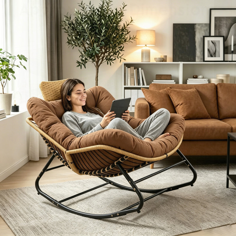 Fauteuil à bascule Papasan, Brun, Brun
