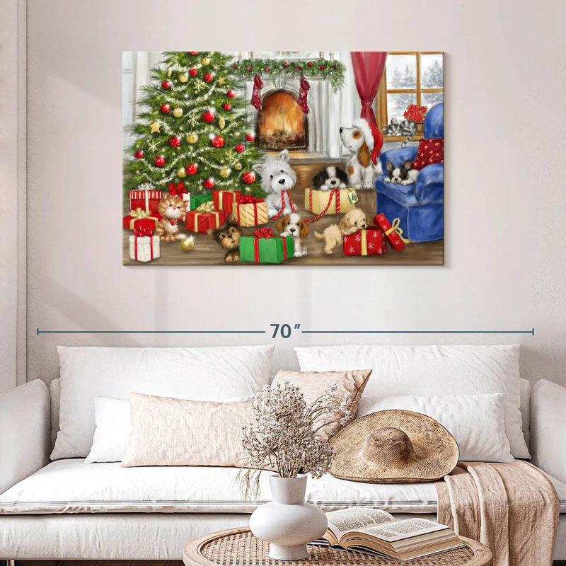 Christmas Dogs And Cats, 30" H x 45" W