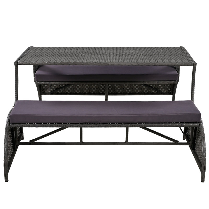 Versatile Outdoor Loveseat That Converts To Four Seats And A Table, Suitable For Gardens And Lawns, Gray